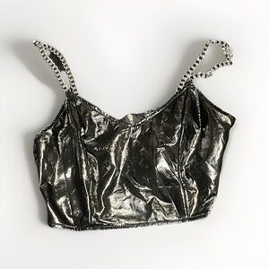 SHEIN Shiny Black Camisole with Chain Straps